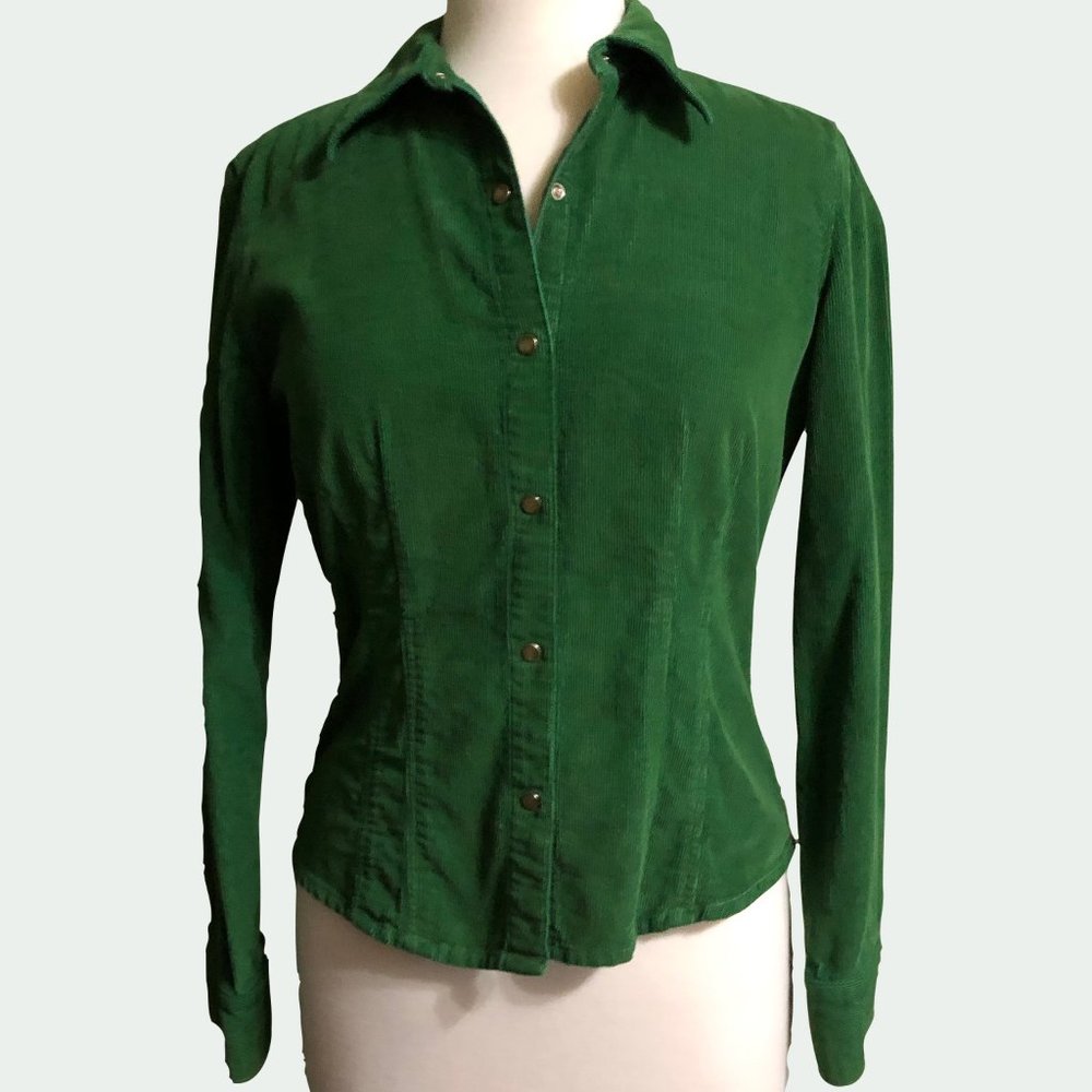 Andrew & Co Green corduroy Long sleeve blouse